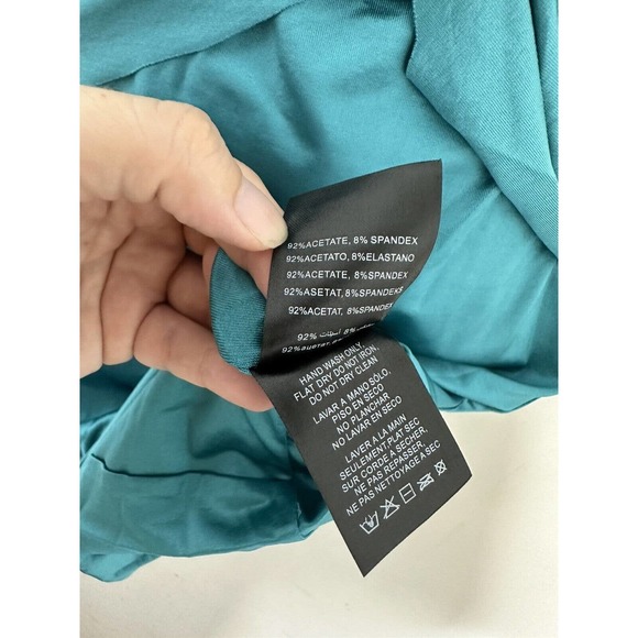 Bebe Womens Wrap And TWIST Glam Teal Shine Strappy DRESS SIZE Medium New - Picture 5 of 12